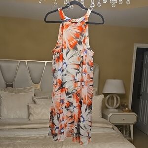 Betsey Johnson Orange and Black Midi Dress